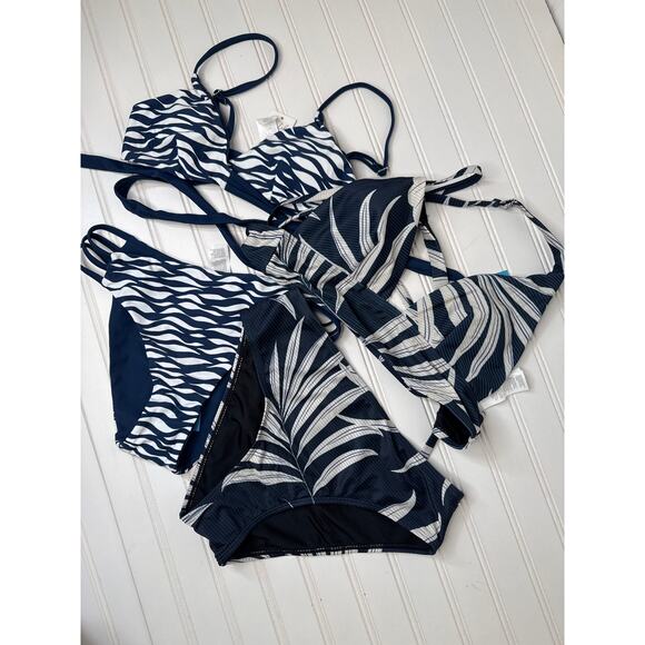 NWT Cupshe Two Piece Swimsuit Bikini Palms Away Crossover Top & Bottoms BUNDLE S - Picture 2 of 6
